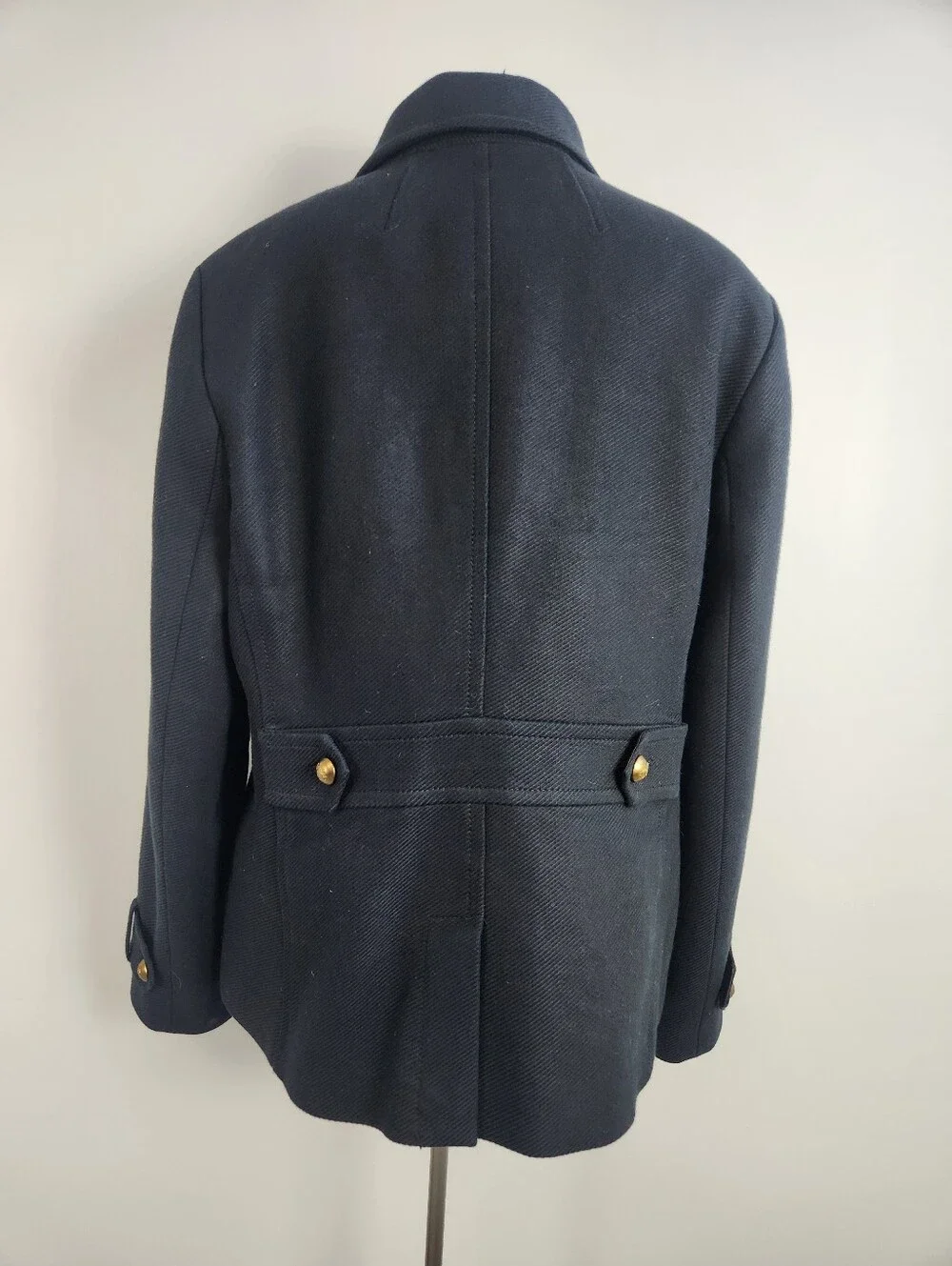 Heavy Cotton Pea Coat Navy Blue Gold Button Double Breasted XL Preppy Heritage - Picture 7 of 16